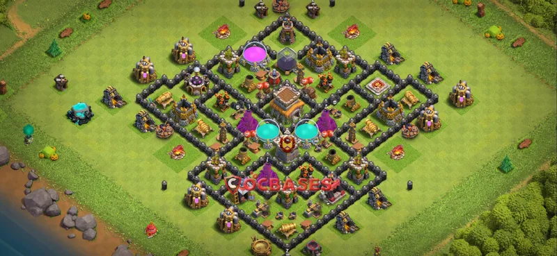 Town Hall 8 Base – Layout id: v764p base layout