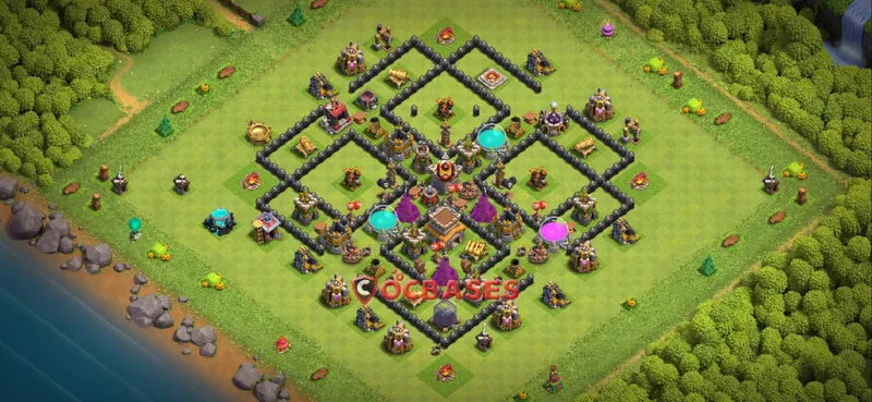 Town Hall 8 Base – Layout id: q1kvs base layout