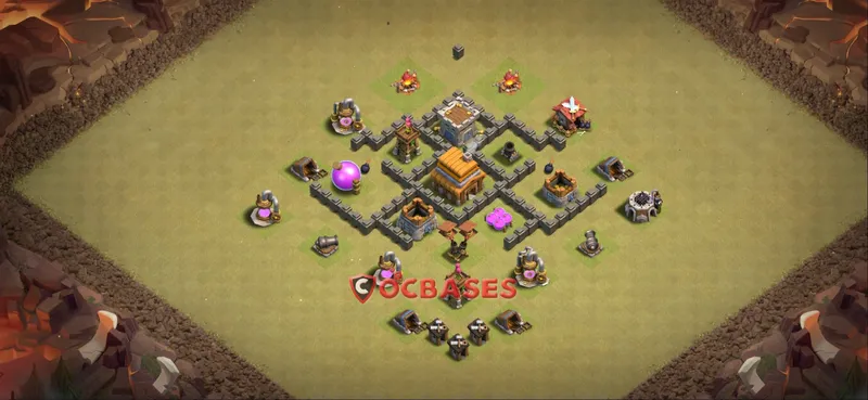 Town Hall 4 Base -war – Layout id: v2hsa base layout
