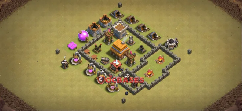 Town Hall 4 Base -war – Layout id: jjbqa base layout