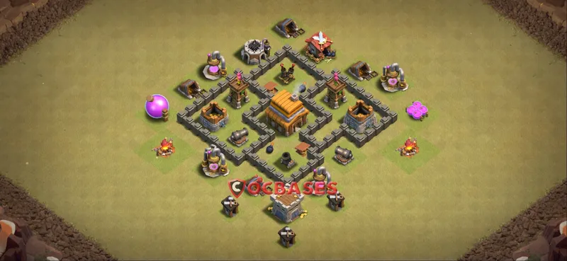 Town Hall 4 Base -war – Layout id: 2lopd base layout