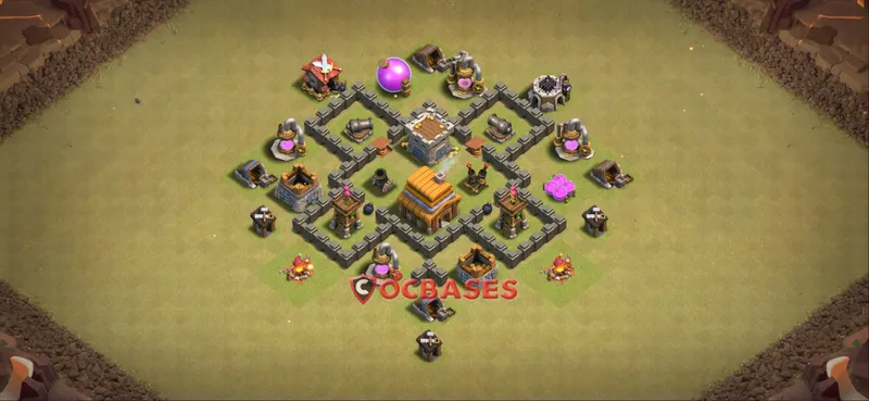 Town Hall 4 Base -war – Layout id: qcy4x base layout