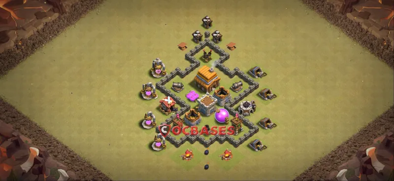Town Hall 4 Base -war – Layout id: 70hjo base layout