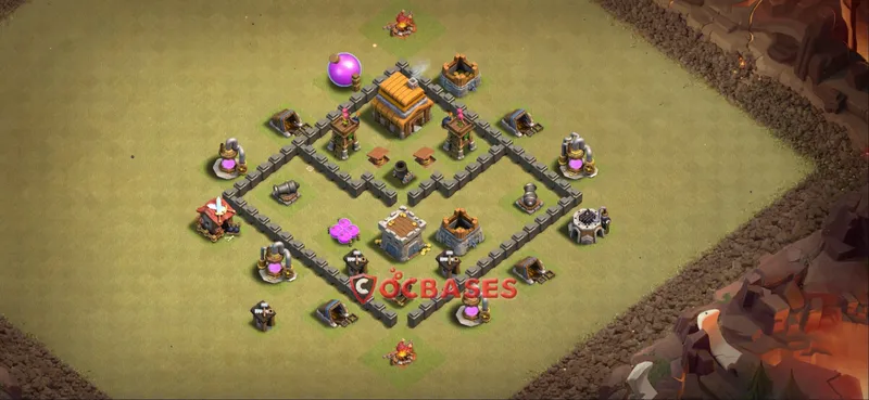 Town Hall 4 Base -war – Layout id: 5u3ci base layout