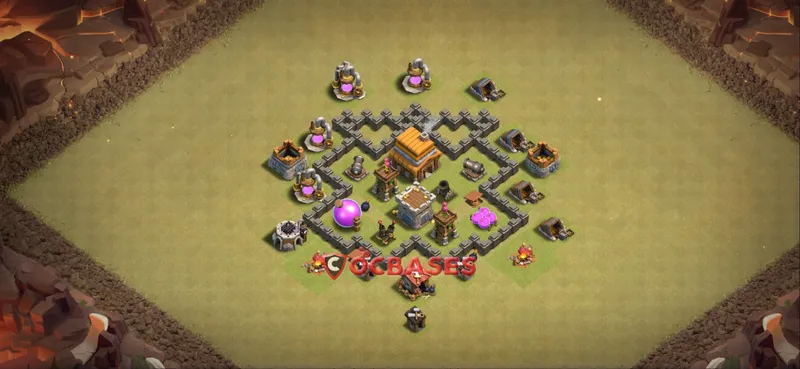 Town Hall 4 Base -war – Layout id: 3pxea base layout