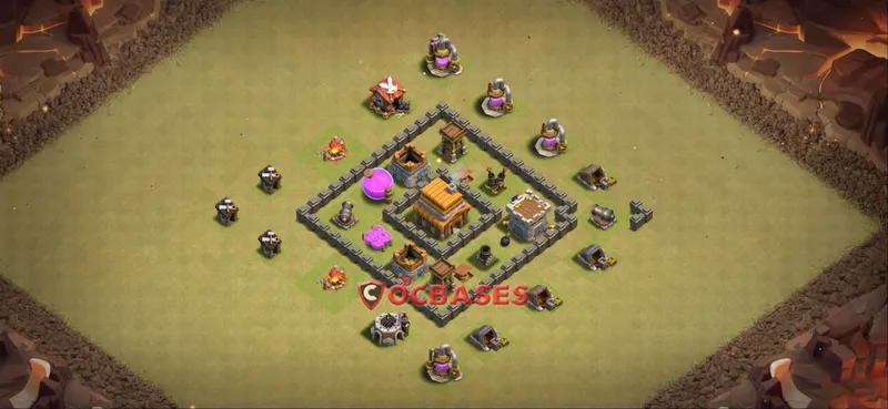 Town Hall 4 Base -war – Layout id: gsp7i base layout