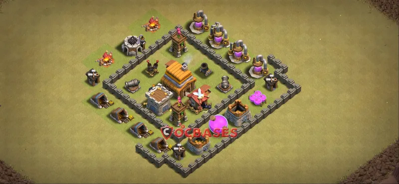 Town Hall 4 Base -war – Layout id: 40pss base layout