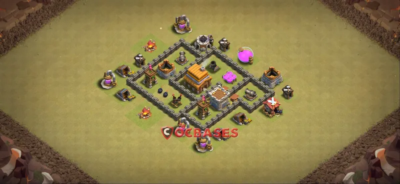 Town Hall 4 Base -war – Layout id: 2rzde base layout