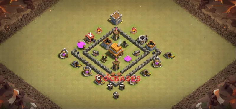 Town Hall 4 Base -war – Layout id: txfx4 base layout