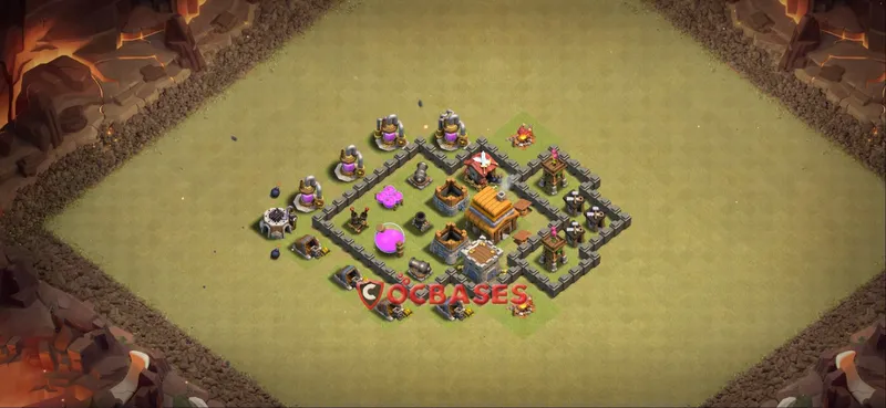 Town Hall 4 Base -war – Layout id: kh80m base layout