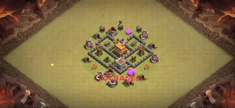Town Hall 4 Base -war – Layout id: l0rc5 base layout