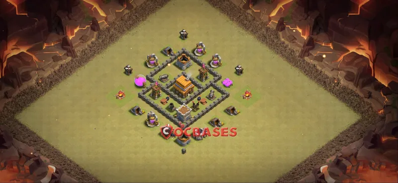 Town Hall 4 Base -war – Layout id: ibqbt base layout