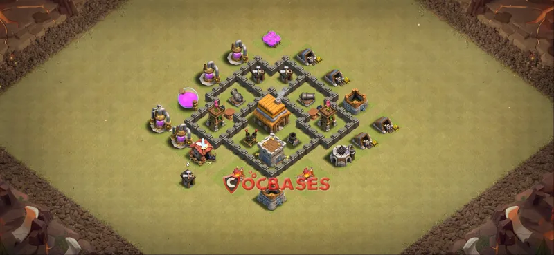 Town Hall 4 Base -war – Layout id: 215ap base layout