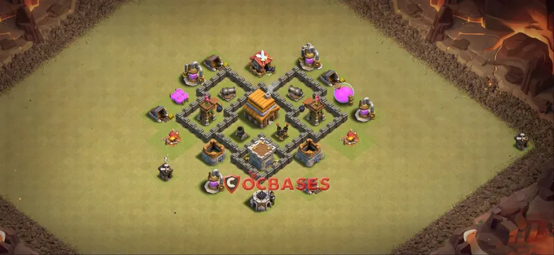 Town Hall 4 Base -war – Layout id: 0a6r5 base layout