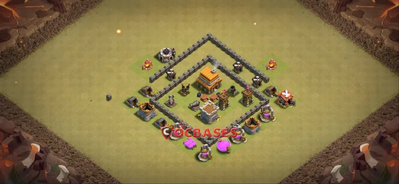 Town Hall 4 Base – Layout id: 8jm20 base layout