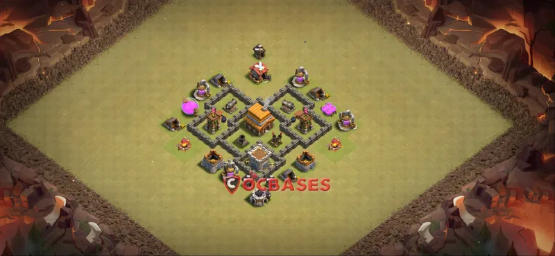 Town Hall 4 Base – Layout id: 0jnye base layout