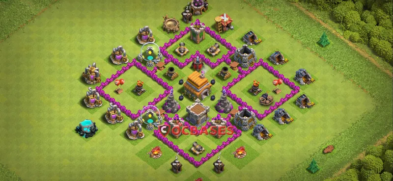 Town Hall 6 Base – Layout id: pj0m2 base layout