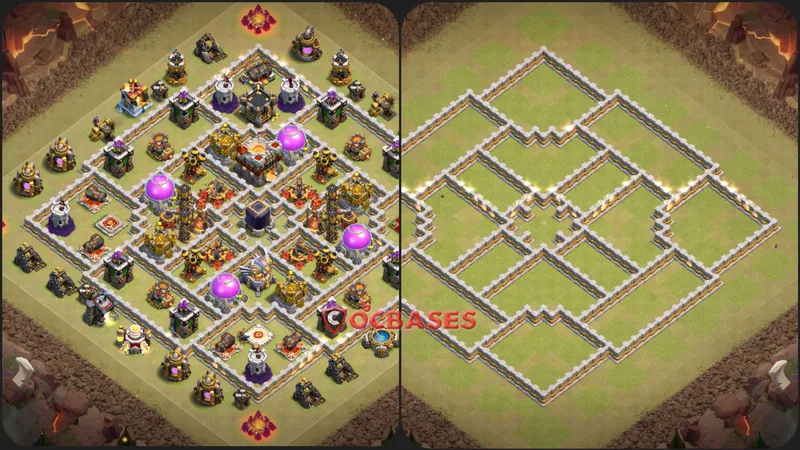 Town Hall 11 Base -hybrid – Layout id: egv6c base layout