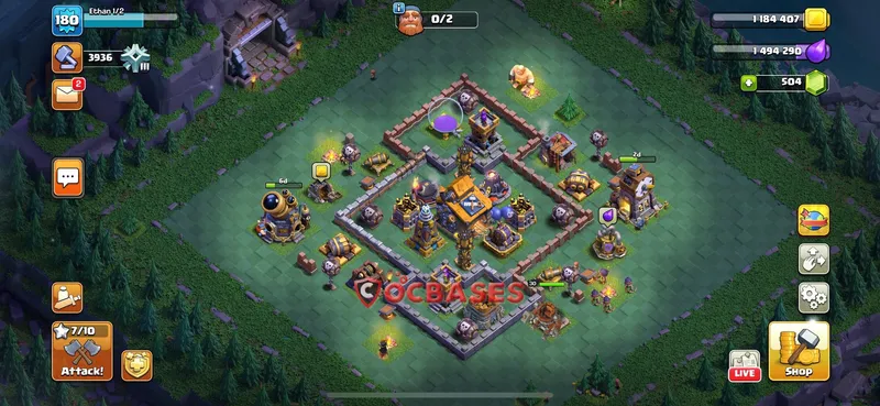 Builder Hall 10 Base -trophy – Layout id: t99e4 base layout, image 2