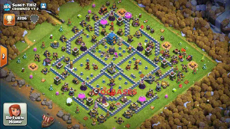 Town Hall 12 Base – Layout id: 44owc base layout