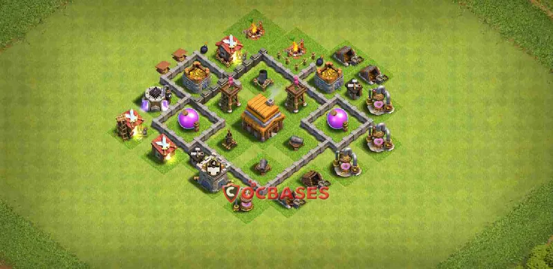 Town Hall 4 Base – Layout id: xpwer base layout