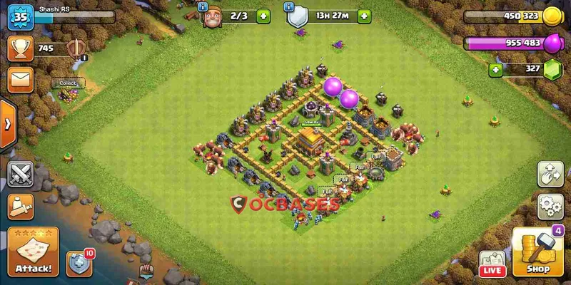 Town Hall 5 Base – Layout id: 25a9u base layout