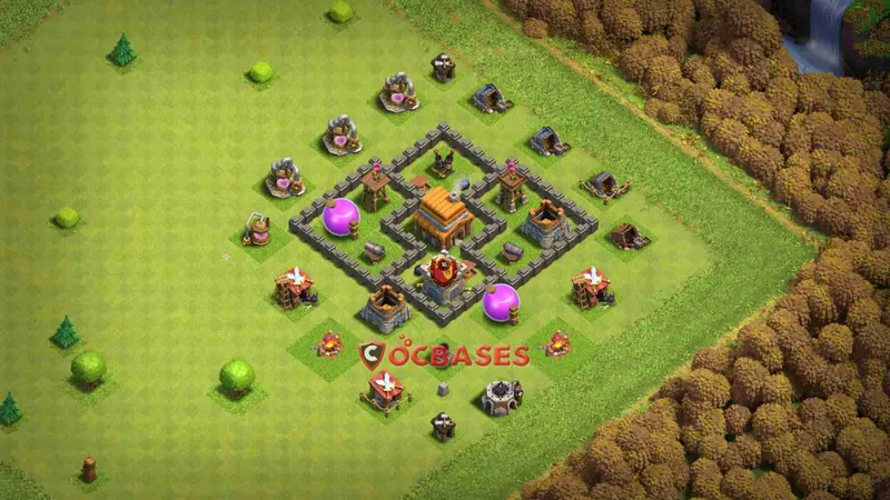 Town Hall 4 Base – Layout id: 06k22 base layout